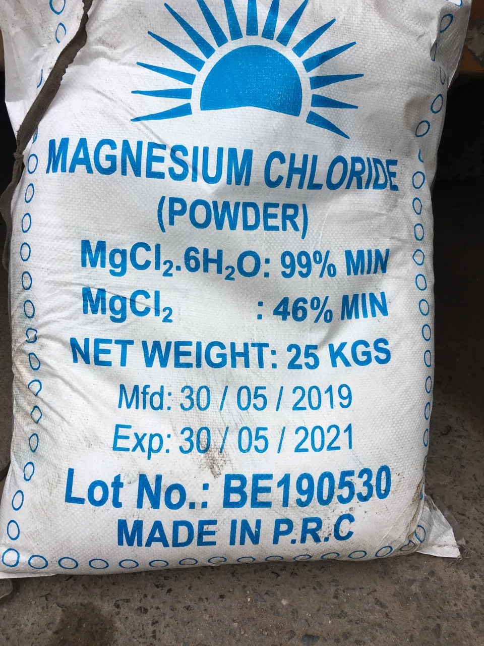 Magnesium chloride dạng bột trung quốc bao kim cương – mgcl2 bột bao 25kg